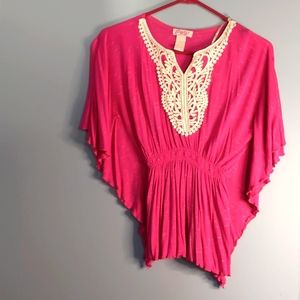 Jersey Top with Cinched Waist and Butterfly Sleeves